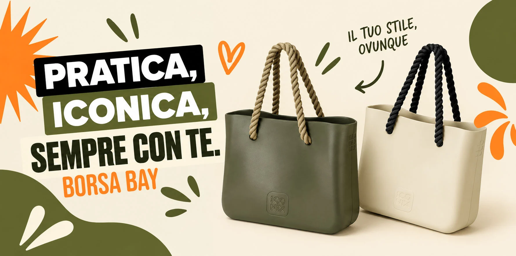 ICONIX - Borsa Bay con manici in corda